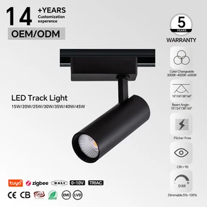 Private Mold High CRI90 Dimmable COB LED Anti-Glare Track Light Aluminum 15-45W CE SAA Factory OEM 4 Fixed Beam Angles Optional