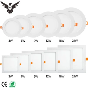 Factory Price 3w-24w Indoor Aluminum Led Panel Light Round Square Ceiling Modern Recessed Mounted Slim for Supermarket Office