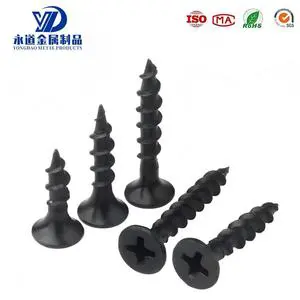 M3.5 Black Phosphated Carbon Steel Bugle Head Drywall Screws Coarse Thread High Hardness Self Tapping Gypsum Board Wood