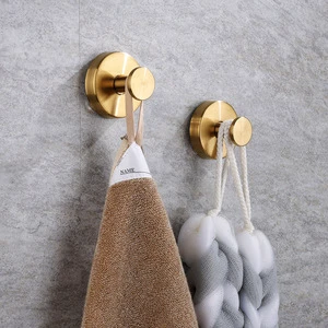 Brushed Satin Gold Rustproof Suction Cup Hooks Robust Shower Tile Bathroom Kitchen Glass Door Hooks Wardrobe Bath Robe Hook