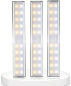 20 LED Motion Sensor Closet Light Modern Design Rechargeable Battery Powered Security Cabinet Lighting with PC Shade