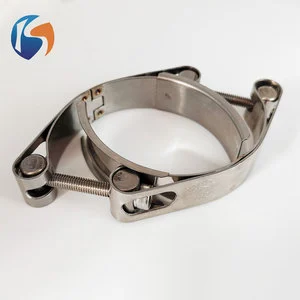 Automotive Exhaust Pipe Double Bolt T-bolt Clamp SS304 High Temp Resistant Turbo Hose Fixing Hoop