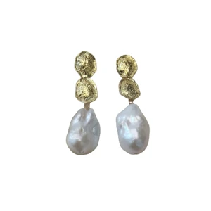 Best New Products of 2024 Baroque Shape 18-20mm Freshwater Pearl Earring Silver Pearl 925 Sterling Silver Earring for Women