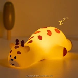 Cute Giraffe LED Night Light For Children Baby Kids Silicone Lights Decoration Touch Sensor Tap Control Animal Night Lamp