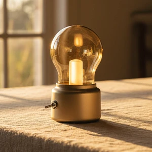 Modern Mini Cordless Rechargeable Glass LED Desk Lamp with Metal Base Portable Nightstand Lamp for Bedroom