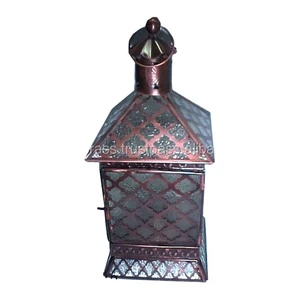 Lanterns With Colored Glass Lantern for Home Decor Metal Antique Finished Hanging Moroccan Candle Lantern for Wedding Decorative