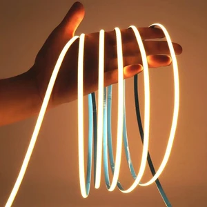 Hot Sale 12V 24V 5MM 400Led/m 3000K/4000K/6500K Cri 90 IP20 Cuttable Flexible Tiras Led Cob Strip Light for Cabinet Mirror