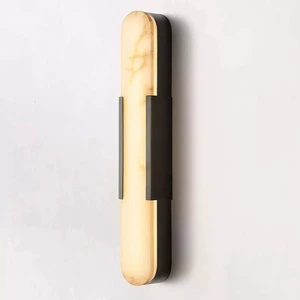 Wholesale Natural Spanish Marble LED Wall Sconce Metal Long Linear Wall Lamp For Bedroom Bathroom Hotel Indoor Decor