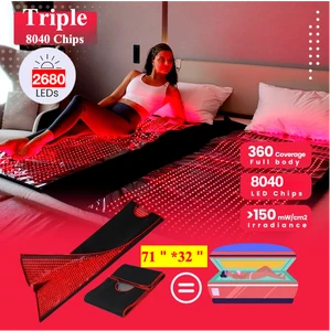 AQSHE 2680 Triple LEDs 8040 3 in 1 Chip Dual Wavelength Red Light Therapy Blanket Pod Full Body Near-Infrared Pulse Irradiance