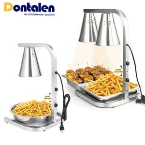 Dontalen Freestanding Commercial Portable Food Warmer Stainless Steel 120V Electric Food Heat Lamp with 2 Bulbs