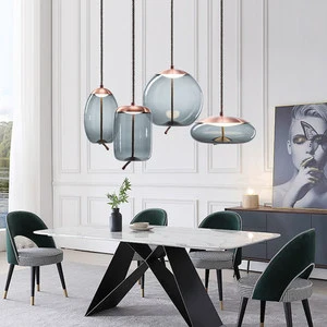 Nordic Restaurant Iron Glass LED Chandelier Post-modern Simple Bar Window Decoration Single Head Middle 3-Year Warranty