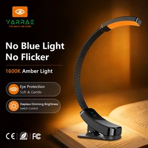 1600K Amber Light Modern Style LED Book Light Clip Battery Powered for Bedroom Beside Book Reading