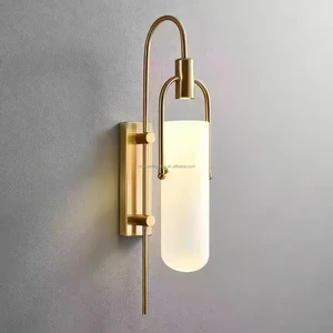Factory Price Simple Glass Golden Wall Sconce Nordic Wall Lights for Home Living Room Staircase TV Background Bedside Wall Lamps