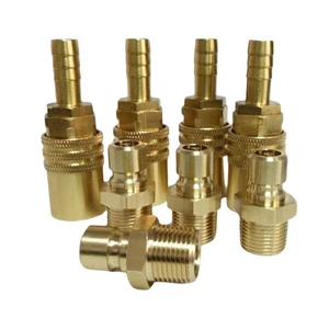 DME Brass Water Coupling Hydraulic Hose Fittings Shut Off With Hose Tail