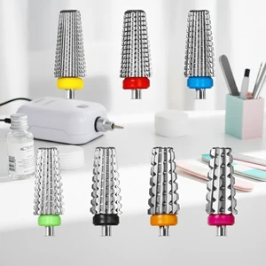 Round Top Tapered Flame Large Barrel Brushless Motor Nail Drill Bits Manicure Pedicure Machine 3/32