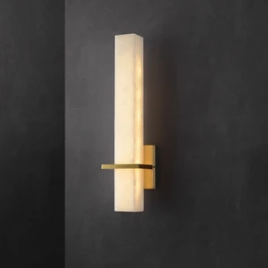 LED Wall Sconce Indoor Modern Bathroom Natural Marble Wall Sconce for Living Room Alabaster Wall Sconces