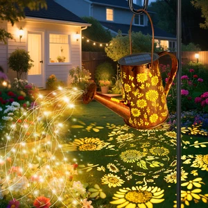 Solar Garden Decoration Hanging Lanterns Patio Yard Fairy Cascading Watering Can Light
