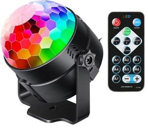 Remote DJ Disco Ball Strobe Stage Light Sound Activated Christmas Party & Ramadan/Graduation Lights For Home & Room Decorations