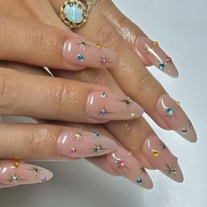 Square French Design ABS Long Artificial Fingernails Press-On Nails with Glue 24pcs Salon-Ready Packaging