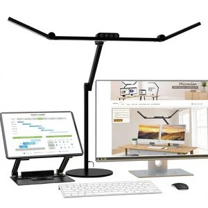 Modern Minimalist Foldable Rotatable Three-head LED Reading Lamp Clamp Touch-control Base Ra 90 Desktop