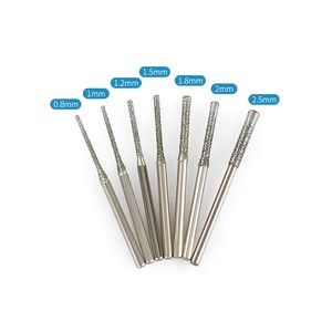 0.8-2.5mm Diamond Grinding Head 2.35mm Shank Needle Shape Drill Bits For Jewelry Glass Stone Drilling