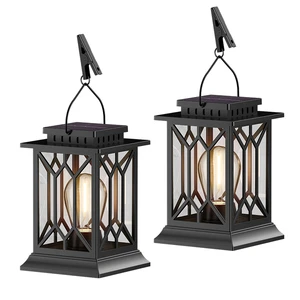 YesLite Outdoor Waterproof Solar Lantern with Flickering Flame LED Hanging Light for Garden Decoration