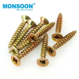 China Wholesale Self Tapping Chipboard Screw C1022 Yellow Zinc Plated Chipboard Screw For Drywall Screw