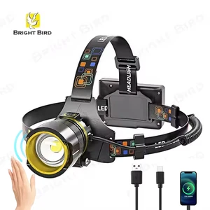 Bright Bird Rechargeable Lithium Ion LED Headlamps 3-Mode Zoom Adjustable USB Head Light Power Bank IP33 Aluminum Alloy Camping
