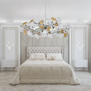 Modern Black Chandeliers Rectangle Tree Branch Chandelier with Ginkgo Leaves Chandelier for Living Room Dining Room Bedroom