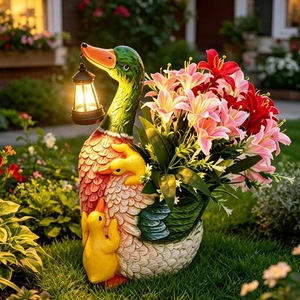 Solar-powered Wild Duck Common Pochard Lantern Decoration Resin Craft China-made Party Decordirect Factory; Custom Orders
