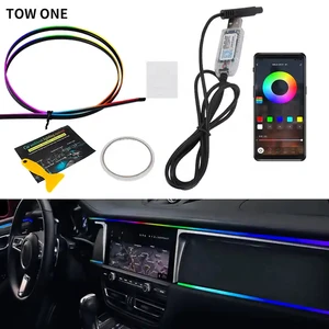 New Car Interior Center Console RGB Symphony Atmosphere Light Acrylic USB Voice Controlled Music Rhythm Light
