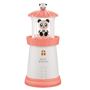 Bear Cat Lighthouse Lamp Night Light for Girls New Cartoon Design With Endless Dimming Touch Control Electric Battery Powered