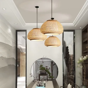 Bamboo Ceiling Light with Handwoven Design Natural Material and Warm Lighting Effect Ideal for Interior Decoration