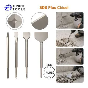 SDS Plus Chisel Set 4 Pcs - 40CrMo Alloy Steel Point, Flat & Wide Blades For Tile Mortar Cement Brick Concrete Masonry Removal