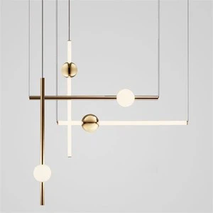 Modern Minimalist Designer Long Bedside Pendant Light Simple Creative Horizontal Vertical Combination Chandeliers for Middle
