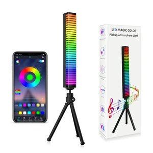Hot Sale RGB LED 3D Tripod Stent Pickup Lamp Music Audio Sound Control Rhythm Recognition Light With App Control Colors