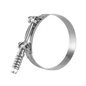 High-quality Galvanized Stainless Steel Heavy Duty T-bolt Hose Clamp with Spring Inch Compatible for Pipe Clamps