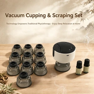 Electric Vacuum Cupping Massager with Red Light Therapy Heat Function Smart Suction Control Body Massage Device