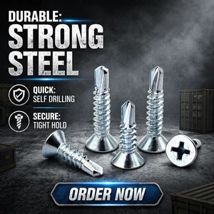 Countersunk Flat Head Self Tapping Screw Carbon Steel Zinc Coated Anti Rust for Light Steel Keel Construction Fastening