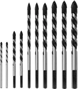 Masonry Drill Bits Set for Tile, Brick, Cement, Concrete, Glass, Plastic, Cinder Block, Wood