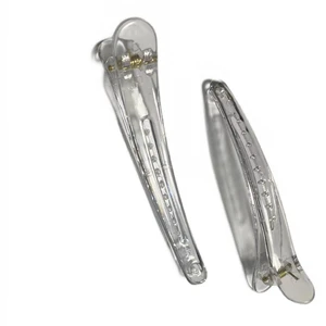 High Quality Direct Sales 9cm Barber Shop Partition Clip Fixed Hair Duckbill Clip Transparent Simple Toothed Hair Clip