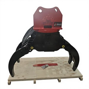 HUAJU Forest Wood Cutter Tree Shear Hydraulic Excavator Log Grapple Saw With Motor For 6-25 Ton