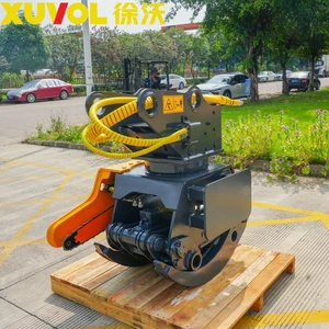 Forestry Cutting Machinery Hydraulic Grapple Saw 360° Rotating Log Grapple with Chainsaw for 6-9 Ton Excavator
