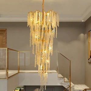 Customized Luxury Living Room Indoor Decoration Branch Pendant Light Hotel Lobby K9 Crystal Chandelier
