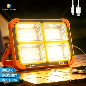 ETENDA Emergency Light In Stock Portable Solar Flood Light USB Lamp + Free USB Cable Built-in Battery Solar Charging