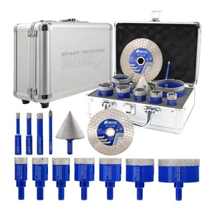 13pcs 6-65mm Triangle Shank Vacuum Brazed Diamond Core Drill Bits Diamond Saw Blade Beveling Chamfer Set for Tile Marble Masonry