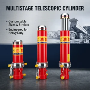 Dump Truck Hyva Hydraulic Cylinders 10 20 50 80 100 Ton 3-6 Stage Heavy Duty Single Acting Tipper Cylinder Cilindro Hidraulico
