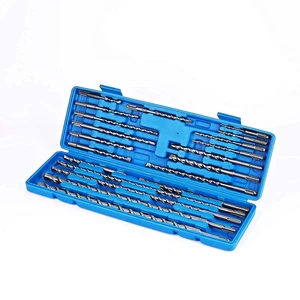 20 Pcs SDS Plus Max Impact Rotary Hammer Masonry Concrete Drills Bit Chisel Drill Bit Set with Portable Plastic Box