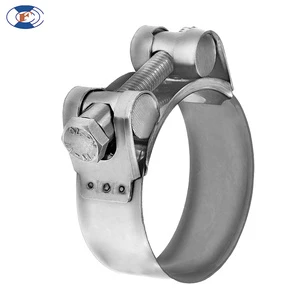 HF Stainless Steel T-Bolt Double Bolt Hose Clamps European Type Inch Pipe Clamp