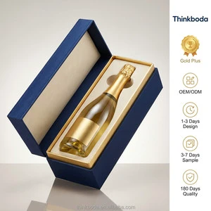Sapphire Blue Luxury Book Shaped Wine Gift Box Gilded Metallic Frame Magnetic Flip Top for Elite Anniversary Keepsake